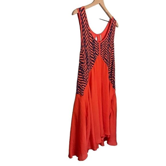 Free People Large Sleeveless Tank Swing Dress Red Orange Zebra Sleeveless - Picture 2 of 12